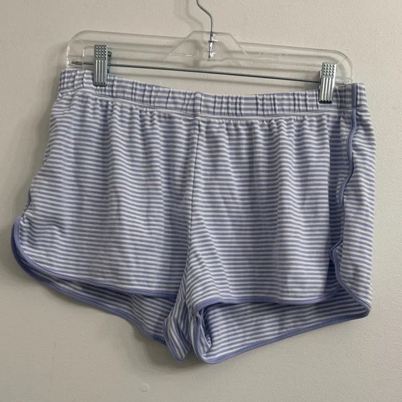 LAKE Pima Cotton Shorts Pajama Bottom Hydrangea Blue White Stripe Lounge XL - Picture 2 of 4